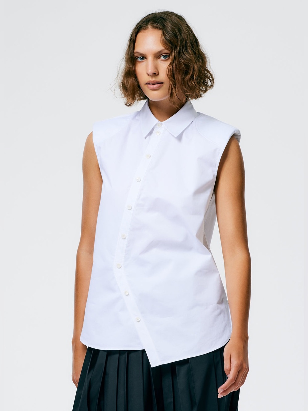 Tibi Eco Poplin Sleeveless Shoulderpad Shirt size 4 (k11)